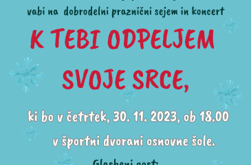 Slika z vsebino vabila na dobrodelni sejem in koncert