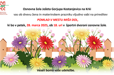 Vabilo na prireditev ob materinskem dnevu
